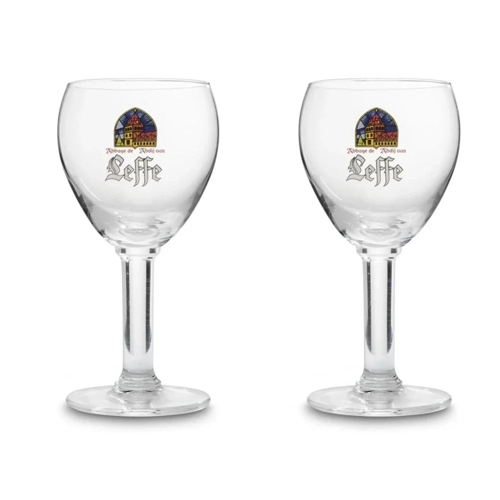 NEW Leffe Belgian Beer Glass Chalice Goblet Set of 2 Abbaye Belgium 25cl Barware